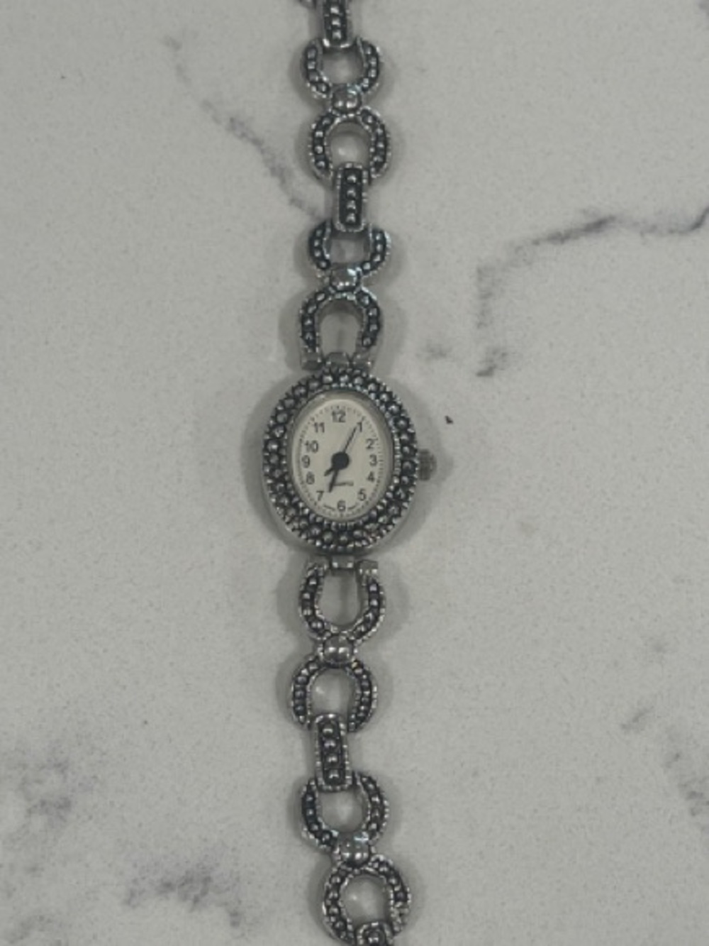 LA Express Silver-Tone Round Link Bracelet Watch